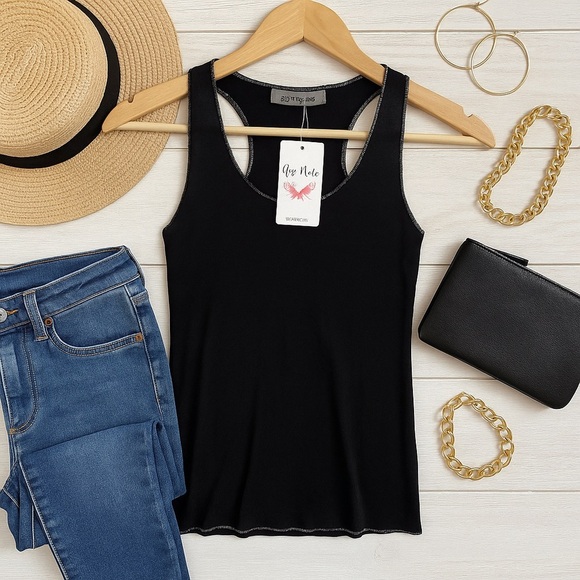 Gigi Moda Black Round Neck Tank Top – One Size - Picture 1 of 8